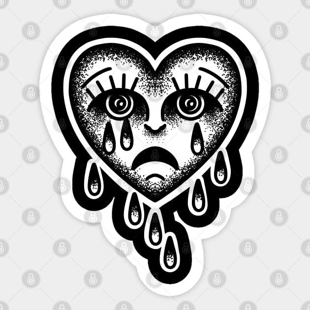 Tattoo style sad heart Sticker by LEEX337